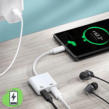 Avizar Adaptateur USB-C Mâle vers Double USB-C Femelle Audio et Charge Compact  Blanc pas cher