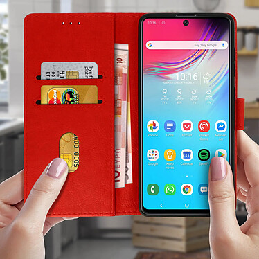 Avis Avizar Étui Samsung Galaxy A71 Housse Intégrale Porte-cartes Fonction Support rouge