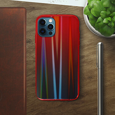 Avis Avizar Coque iPhone 12 Pro Max Holographique Arc en Ciel Rigide Collection Aurora Rouge