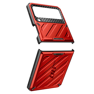 Supcase Coque pour Samsung Galaxy Z Flip 4 Antichoc Multicouche Clip ceinture Unicorn Beetle Pro  Rouge