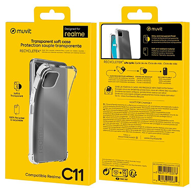 Acheter Muvit Coque pour Realme C11 Recycletek Souple Anti-rayures et Antichocs Transparent