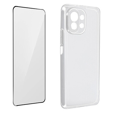 Avizar Coque Xiaomi Mi 11 Lite et 11 Lite 5G NE Souple et Film Verre Trempé 9H Noir