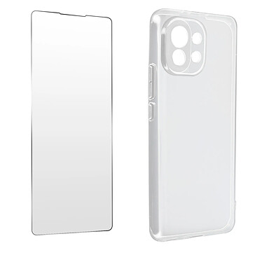 Avizar Coque Xiaomi Mi 11 5G Souple et Film Verre Trempé Dureté 9H Transparent