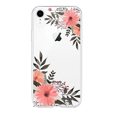 Evetane Coque iPhone Xr silicone transparente Motif Fleurs roses ultra resistant