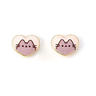 Pusheen - Boucles d'oreilles Stud Pink and Gold Heart