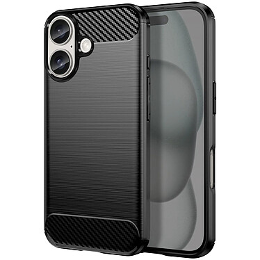 Avizar Coque pour iPhone 16 Plus Antichoc Design Carbone Brossé Noir pas cher