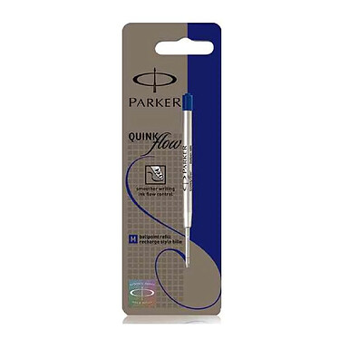 PARKER Blister Une Recharge Stylo bille QUINKflow Pointe Moyenne Bleu