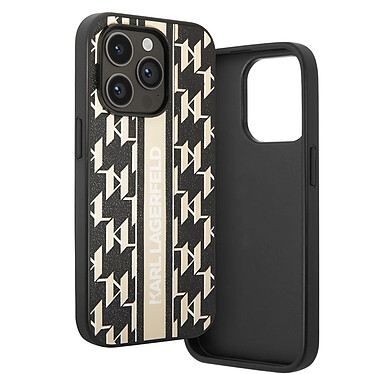 Karl Lagerfeld Coque pour iPhone 14 Pro Max Dos Cuir Vegan Bords Rehaussés Noir