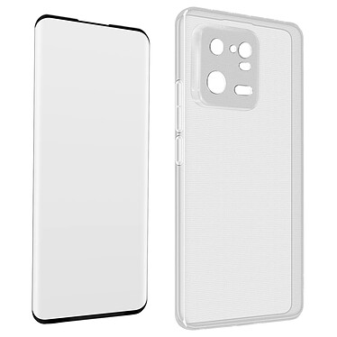 Avizar Coque pour Xiaomi 13 Pro Silicone Gel Souple avec Verre Trempé Dureté 9H contour noir