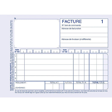 Avis ELVE Manifold FACTURES 105 x 140 mm 50 Feuillets Dupli x 5