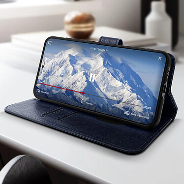 Avizar Housse Samsung Galaxy S23 Plus Clapet Portefeuille Fonction Support Vidéo bleu Chesterfield pas cher