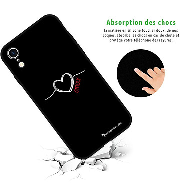 Avis LaCoqueFrançaise Coque iPhone Xr Silicone Liquide Douce noir Coeur Blanc Amour