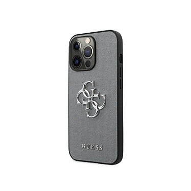 Guess Coque pour Apple iPhone 13 Pro PU Saffiano 4G Gris