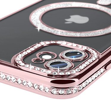 Avis Avizar Coque Diamant pour iPhone 11 Protection MagSafe Contour Strass Rose Champagne