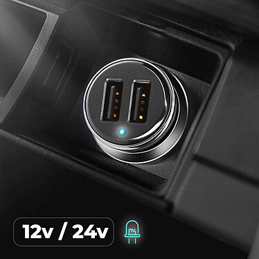 Avizar Chargeur Voiture Allume-cigare 2 port USB 2400mA avec LED indicatrice de charge pas cher