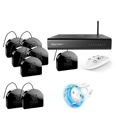 Fibaro - Kit Z-Wave box domotique Home Center 2 - Pilotage volets roulants / Ã©clairage / prise  Noir