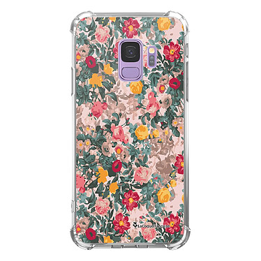 LaCoqueFrançaise Coque Samsung Galaxy S9 Silicone antichocs Solides coins renforcés  transparente Motif Fleurs Beige et Rose