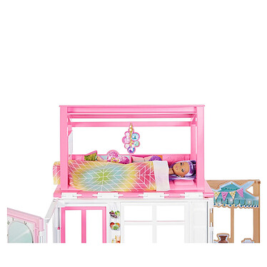 Mattel Coffret Maison de Poupée à 2 niveaux avec Poupée Barbie et Accessoires Multicolore pas cher