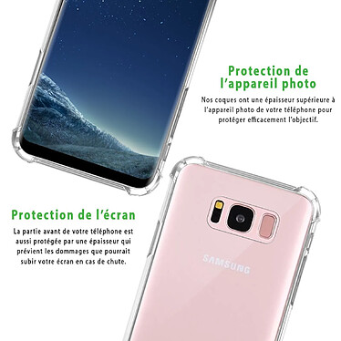 LaCoqueFrançaise Coque compatible avec Galaxy S8 anti-choc transparente Motif et vitre de protection en verre transparente Motif pas cher