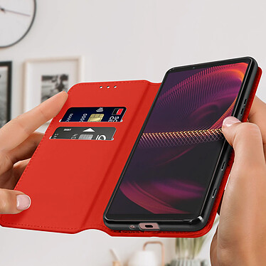 Avis Avizar Étui pour Sony Xperia 5 III Porte-carte Support Vidéo Clapet Magnétique Rouge