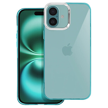 Avizar Coque pour iPhone 16 Souple Finition Fumée Contour Caméra Métallisé Turquoise