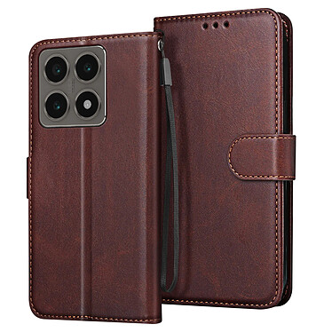 Avizar Étui pour Xiaomi 14T Pro Clapet Portefeuille et Support Vidéo Stable Marron Foncé