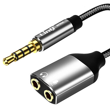 LinQ Adaptateur Audio Jack 3.5mm vers Double Jack 3.5mm Femelle Casque + Micro