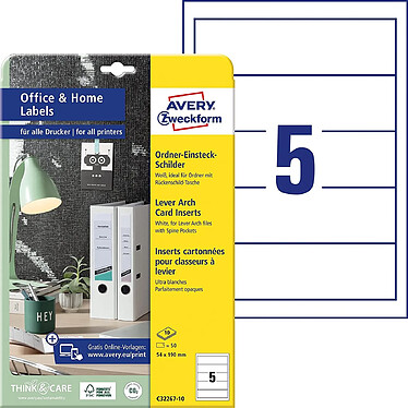 AVERY Etiquettes d'insertion C32267-10 pour dos de classeur