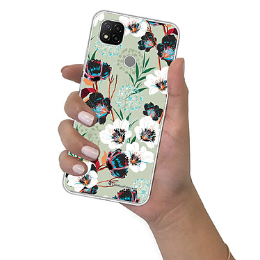 LaCoqueFrançaise Coque Xiaomi Redmi 9C 360 intégrale transparente Motif Fleurs vert d'eau Tendance pas cher