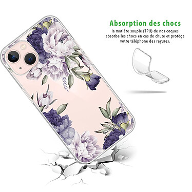 Avis LaCoqueFrançaise Coque iPhone 13 360 intégrale transparente Motif Pivoines Violettes Tendance