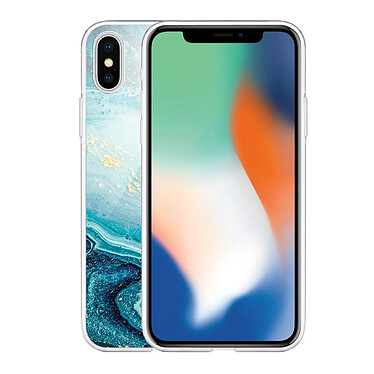 Acheter Evetane Coque iPhone X/Xs silicone transparente Motif Bleu Nacré Marbre ultra resistant