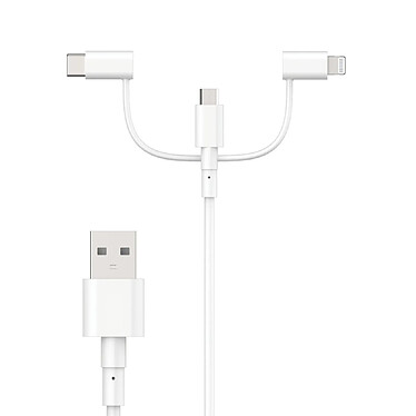 Myway Câble 3 en 1 Micro USB/USB-C/Lightning USB-A Charge 12W et Synchronisation 1m Blanc