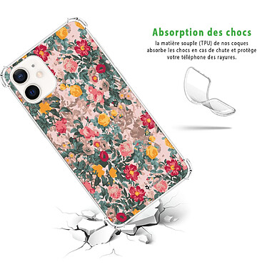 Avis LaCoqueFrançaise Coque iPhone 12 mini Silicone antichocs Solides coins renforcés  transparente Motif Fleurs Beige et Rose