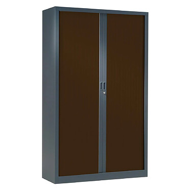 VINCO Armoire Vestiaire Monobloc à Rideaux H198xL60xP43 cm Anthracite Rideaux Wengé