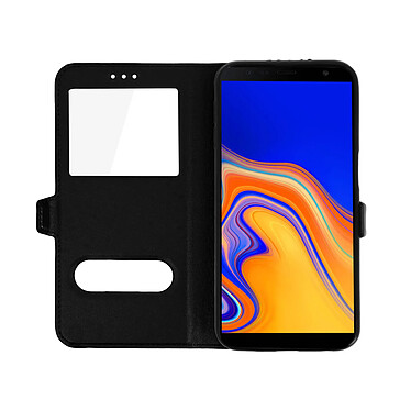 Avizar Housse Samsung Galaxy J6 Plus Etui Double Fenêtre Coque Silicone - Noir pas cher