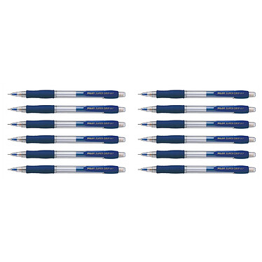 PILOT Porte-mine SUPERGRIP H187 0,7 mm rechargeable bleu x 12