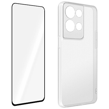 Avizar Coque pour Oppo Reno 8 Pro 5G Silicone Souple et Film Verre Trempé 9H  transparent contour noir