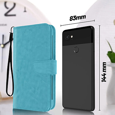 Avis Avizar Etui pour Smartphone 5,3 à 5,5 pouces Clapet Portefeuille Multi Rangements Caméra Slide  turquoise