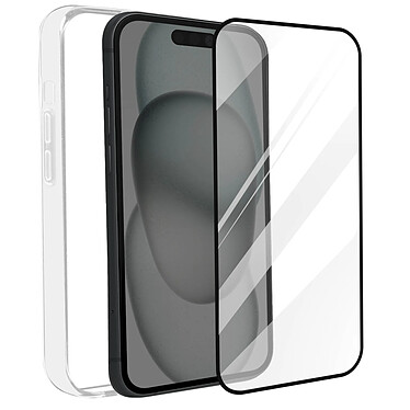 Bigben Coque pour iPhone 15 Souple Transparente Verre Trempé 9H