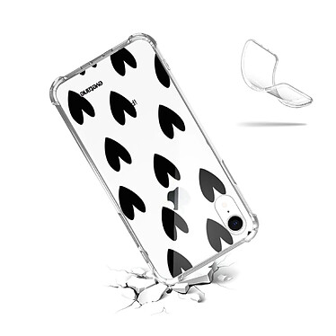 Acheter Evetane Coque iPhone Xr anti-choc souple angles renforcés transparente Motif Coeurs Noirs