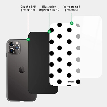 Acheter Evetane Coque en verre trempé iPhone 11 Pro Max Pois Noir