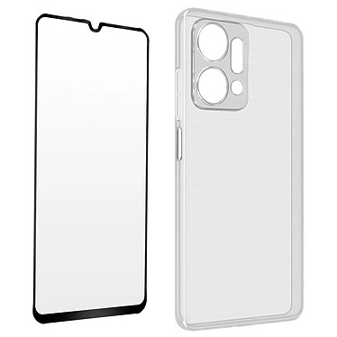 Avizar Coque pour Honor X7a Silicone Gel Souple avec Verre Trempé Dureté 9H contour noir