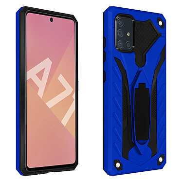 Avizar Coque Samsung Galaxy A71 Bi-matière Antichoc Béquille Fonction Support Bleu