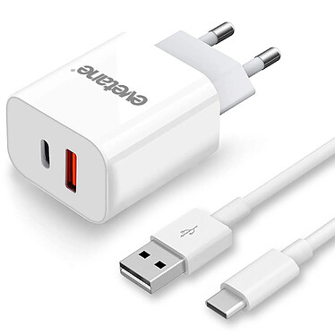 EVETANE Chargeur ultra rapide double Port USB - USB C 20 W avec Cable USB-C