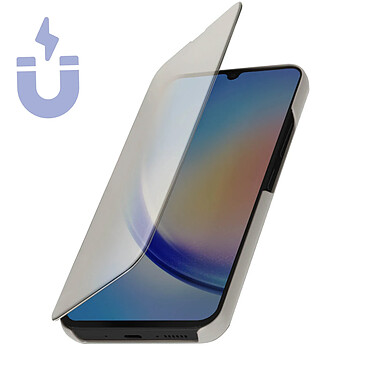 Avizar Étui Clear View pour Samsung Galaxy A34 5G Clapet Miroir Fonction Support  Argent pas cher