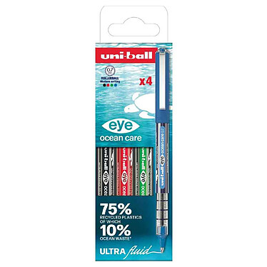 UNI-BALL Stylo roller eye ocean care 0.7, étui de 4