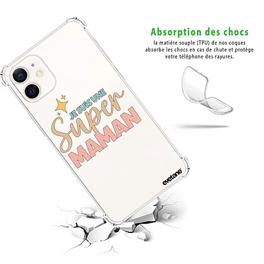 Avis Evetane Coque iPhone 12 mini Silicone antichocs Solides coins renforcés  transparente Motif Je suis une super Maman