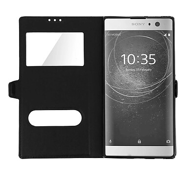 Avis Avizar Housse Xperia XA2 Etui Double Fenêtre Coque Silicone Gel - Noir