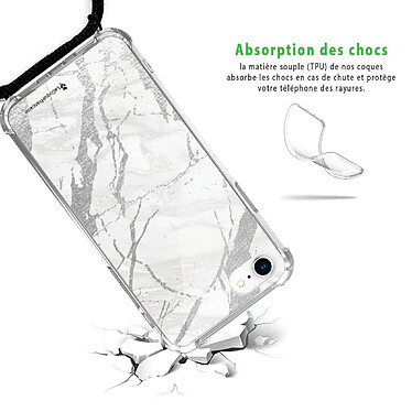 Avis LaCoqueFrançaise Coque cordon iPhone 7/8/ iPhone SE 2020 noir Dessin Marbre gris