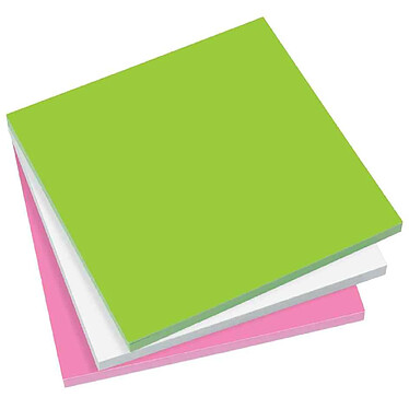 SIGEL Notes Électrostatiques, Sans Colle, 10 X 10 cm, 3 Blocs X 100 Feuilles Vert/Blanc/Rose